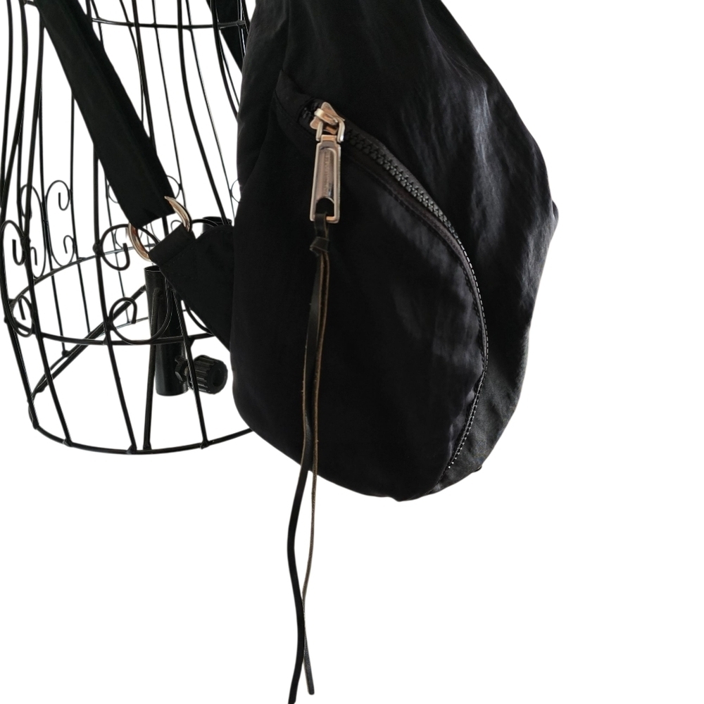 🌻Rebecca Minkoff Julian Nylon Backpack Bag, Washed Black, Clasps Zips - Picture 4 of 12